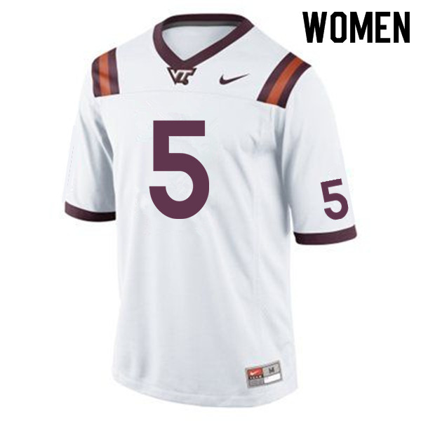 Women #5 Jarrod Hewitt Virginia Tech Hokies College Football Jerseys Sale-White - Click Image to Close